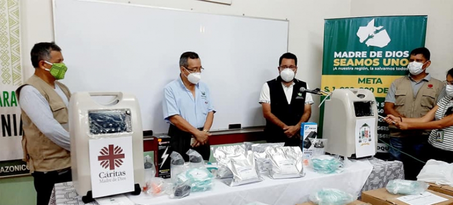 Vicariato Apostólico de Puerto Maldonado y Caritas Madre de Dios donan  once concentradores de oxígeno y cinco kilos de ivermectina a la región